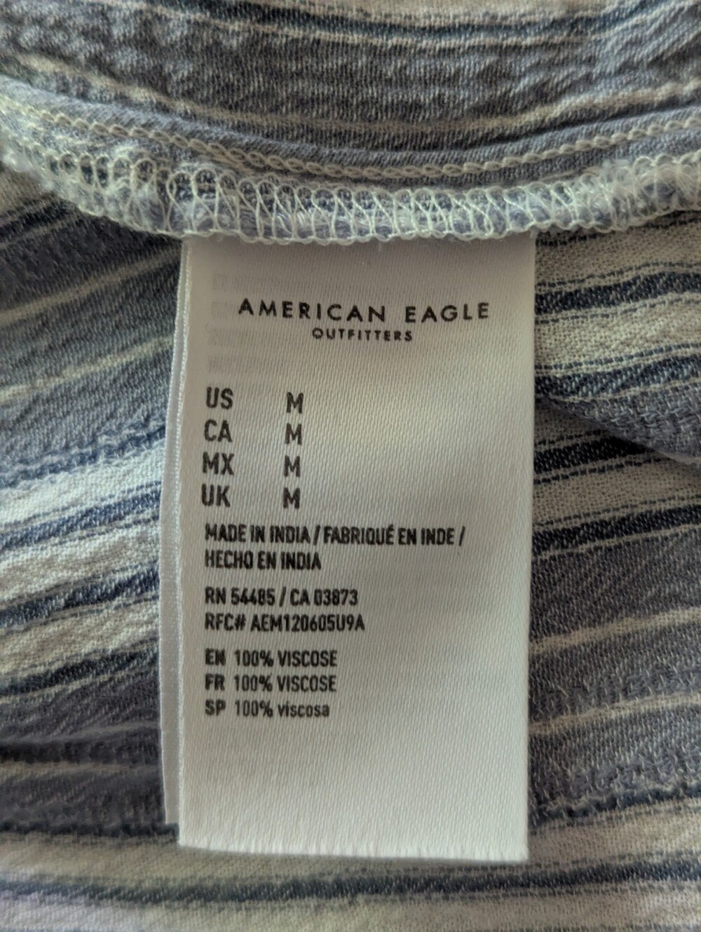 American Eagle Outfitters Women's Medium Blue Stripe Wrap Dress Ruffle Accent - Picture 7 of 11